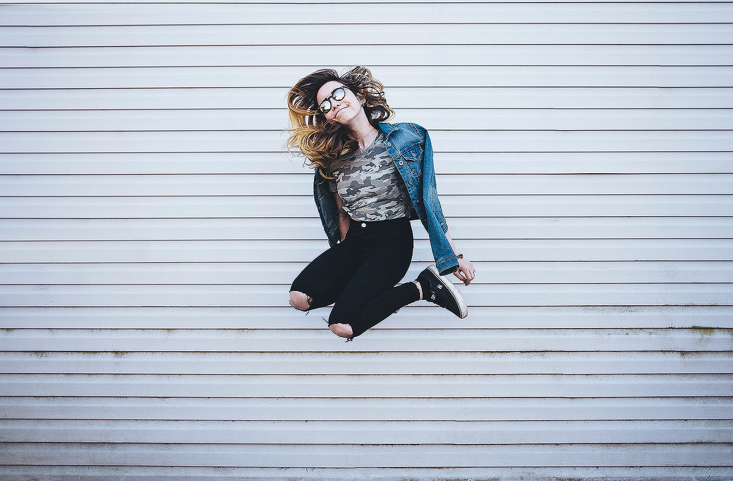 Girl jumping for joy