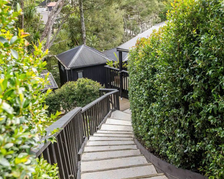 Stairway leading to Godden Cottage in Mission Bay