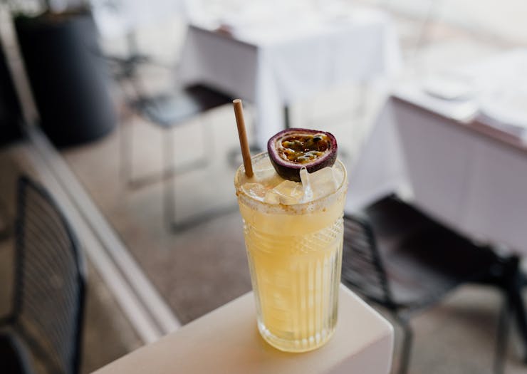 a yellow cocktail