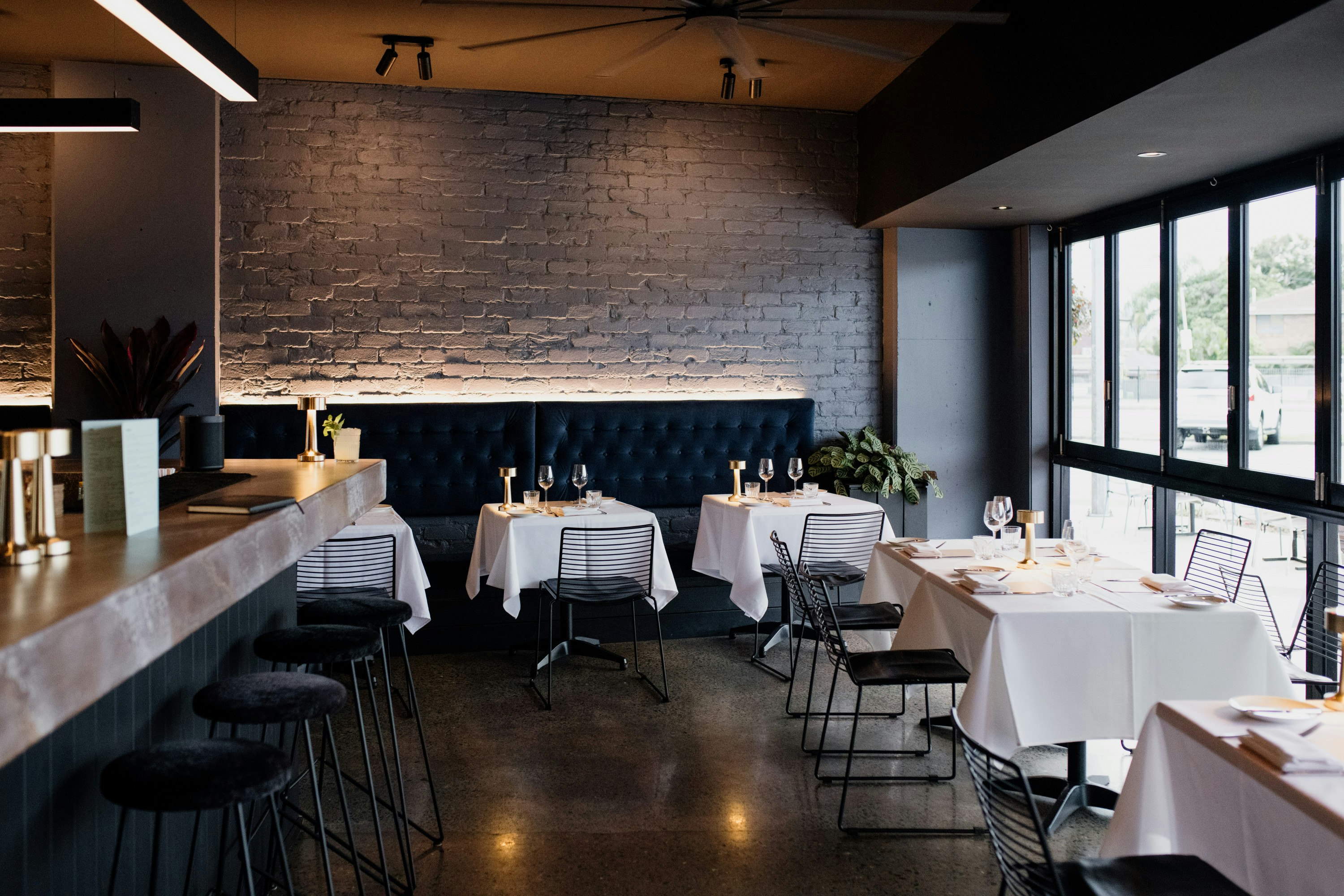 the interior of a luxe seafood restaurant