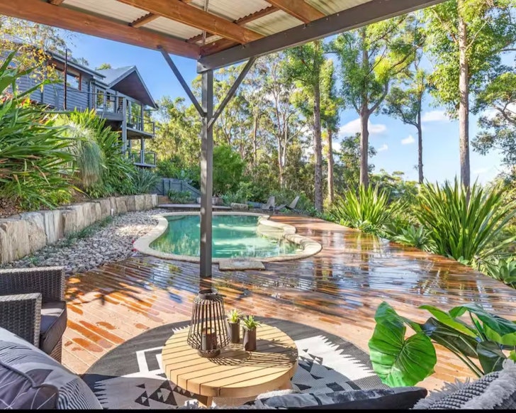 A view of the pool from Gold Coast Mountain House Tamborine Mountain