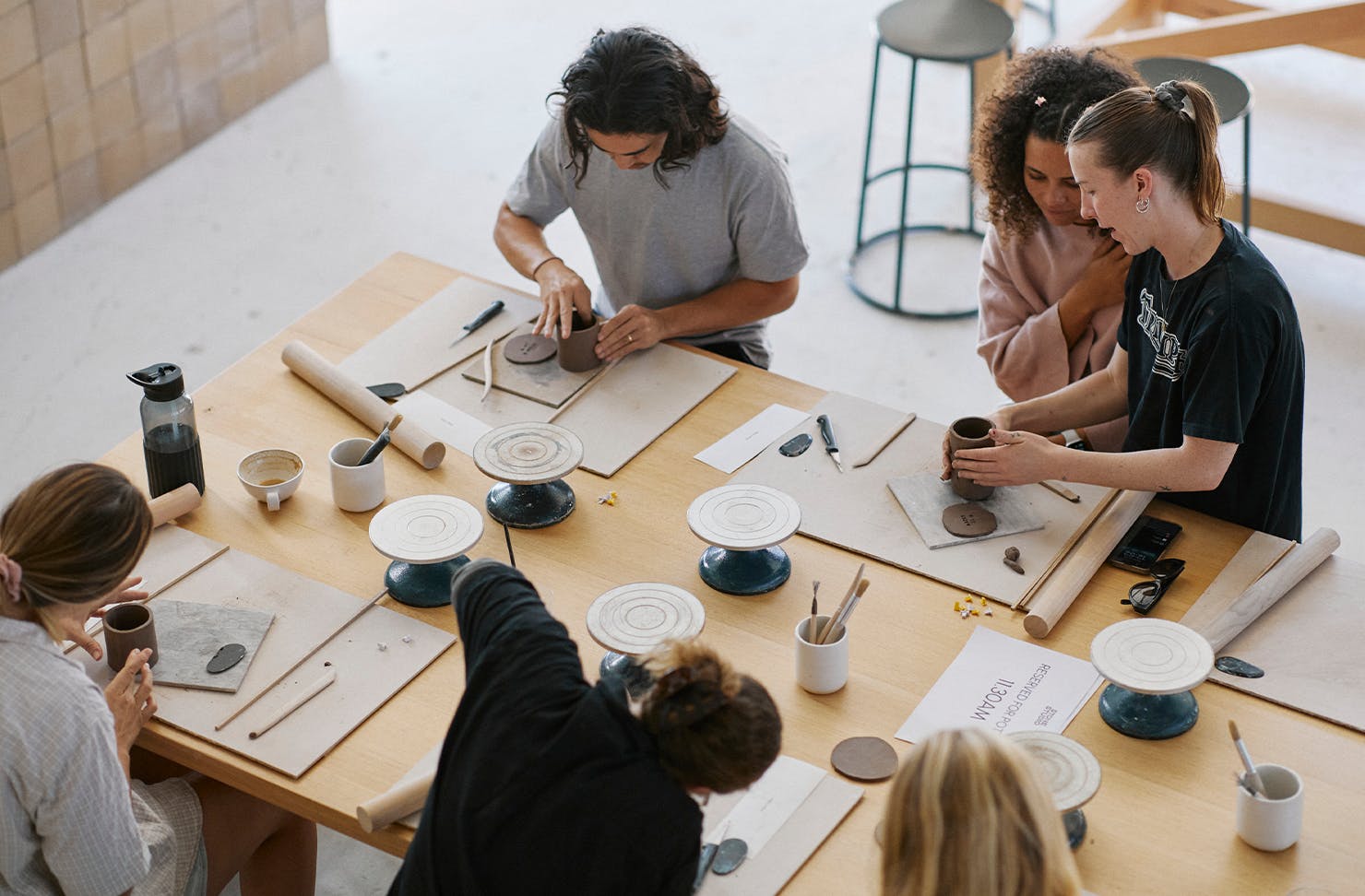 people doing pottery in a gold coast studio