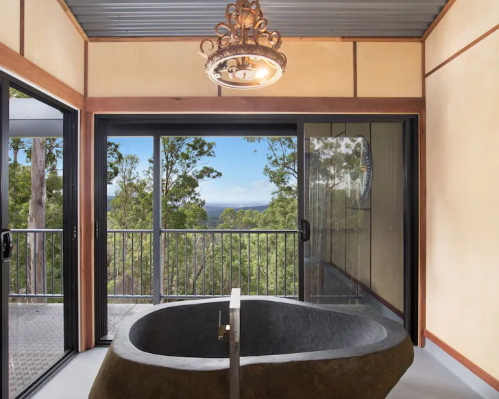 The stone bath at Gold Coast Treehouse One best cabins cottages Gold Coast