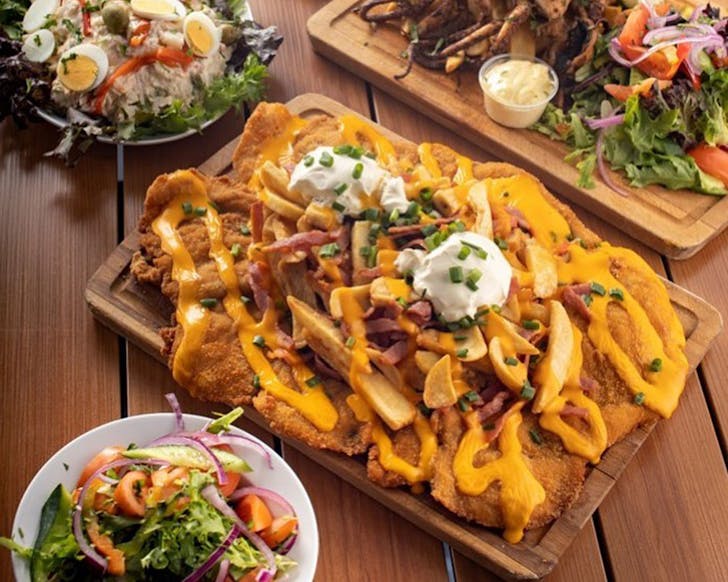Giant loaded schnitzel