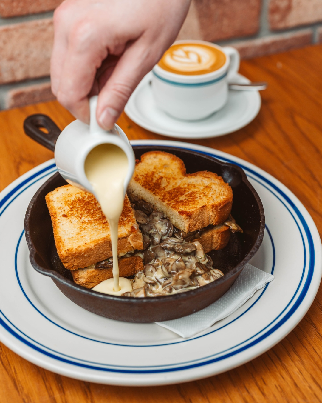 The cheese and mushroom toastie at Good Luck Club. 