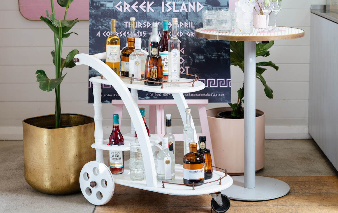 Ouzo Chariot at Island Market