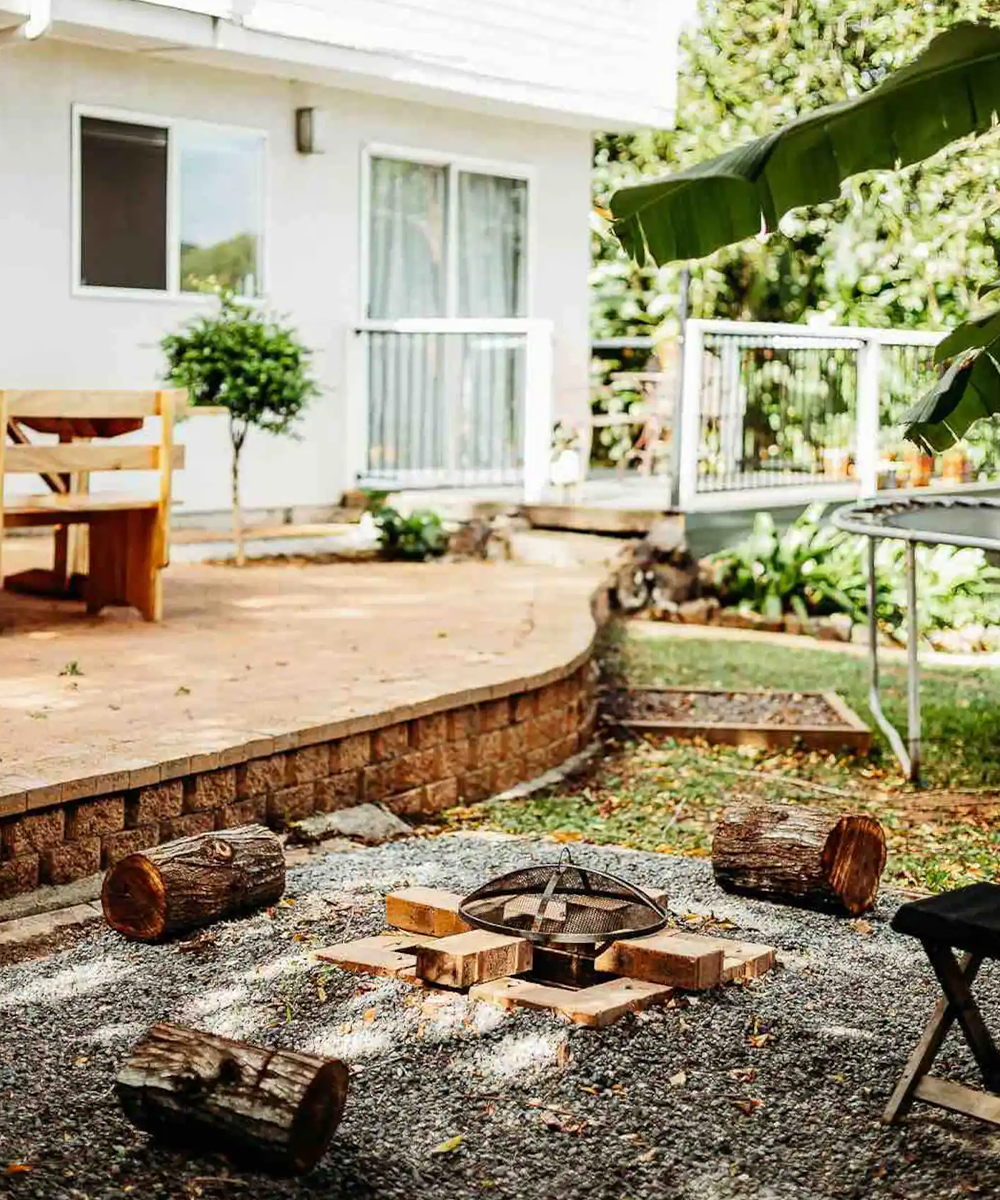 an outdoor firepit at buderim accommodation
