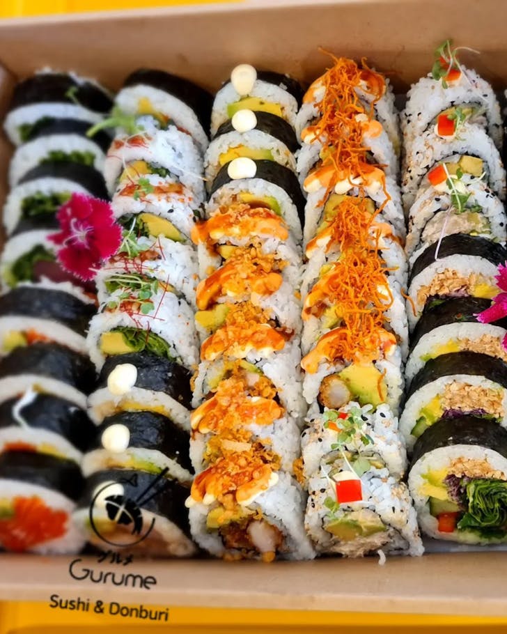 Sushi rolls upson sushi rolls at Gurume, one of the best Japanese restaurants in Auckland.