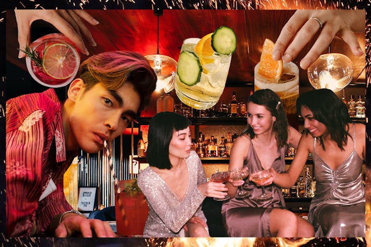 A collage of people enjoying whiskey cocktails