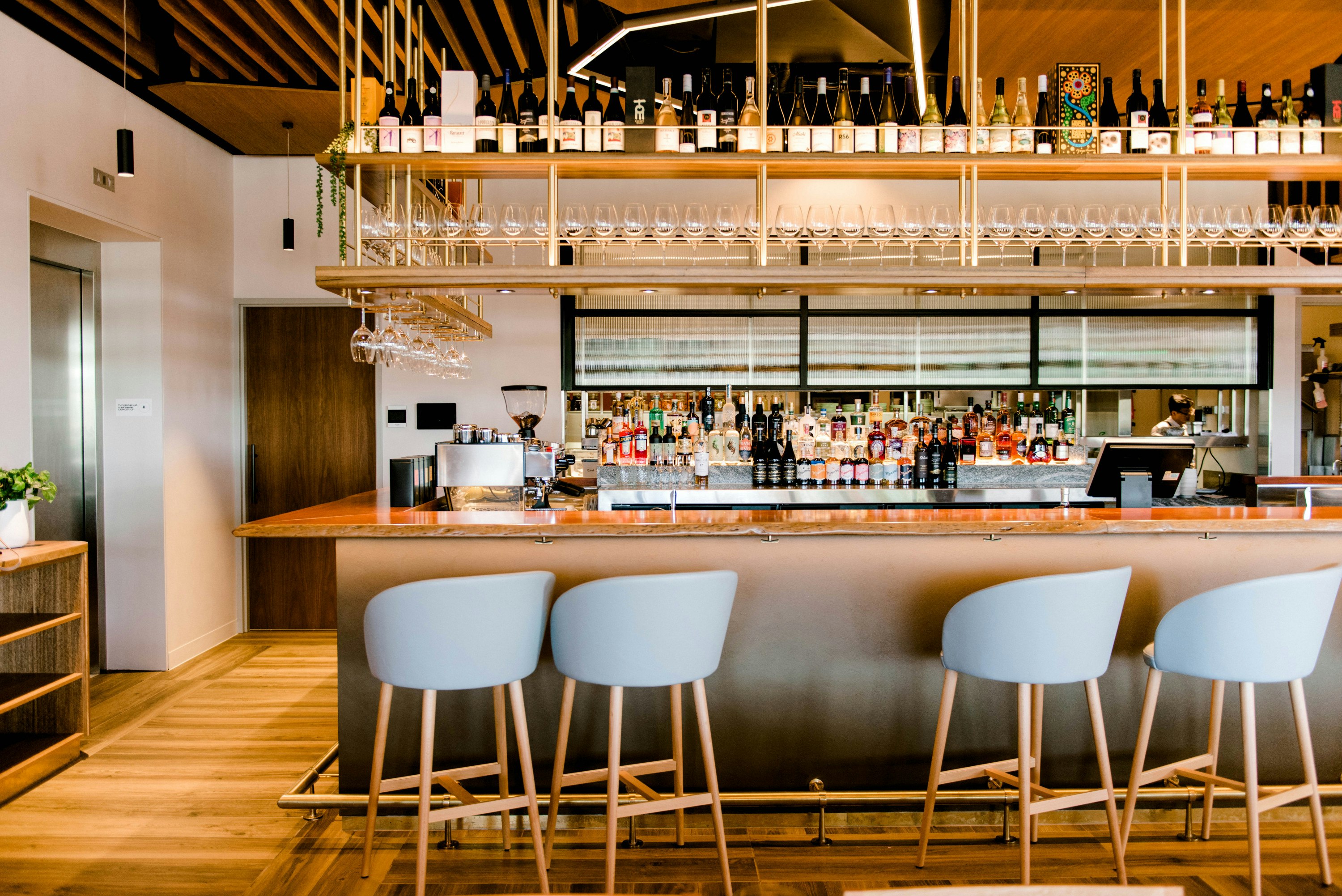the bar at palette restaurant at HOTA
