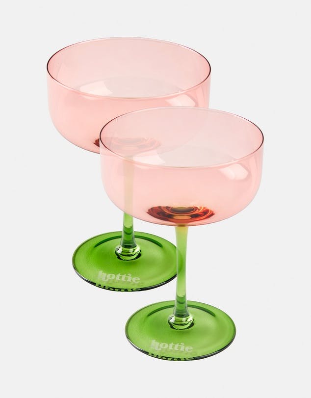 Hottie, Sunnie 2 Piece Couple Glass Set