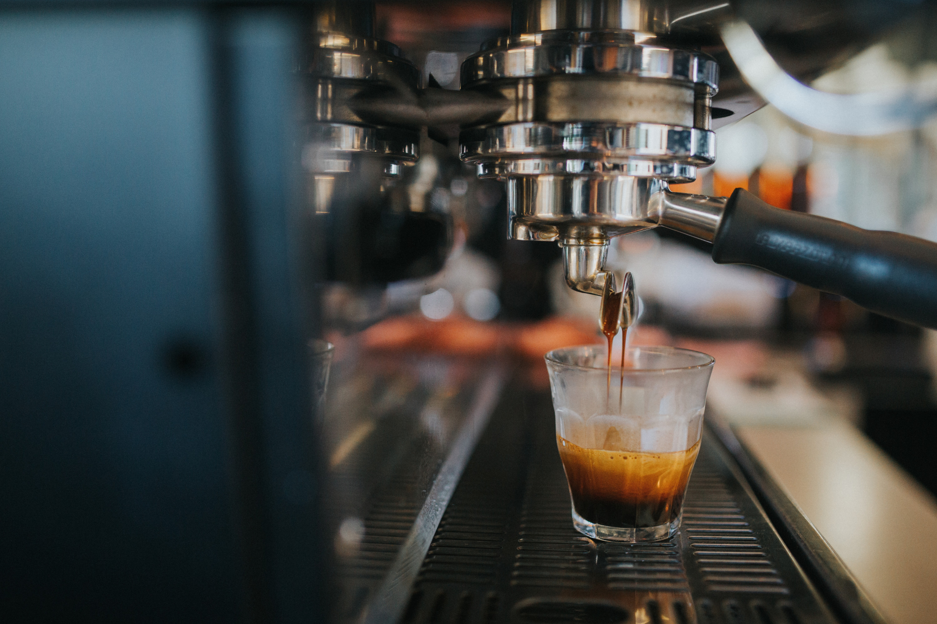 coffee pouring from an espresso machine