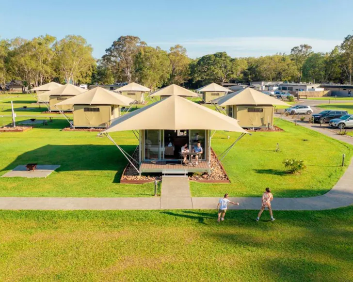 A view of the tents at Habitat Noosa best glamping near Brisbane