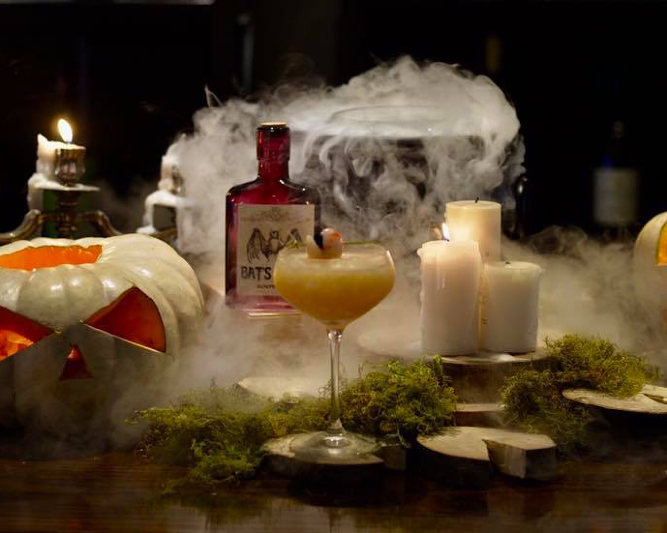 Dry ice sets a spooky mood at Eight Restaurant’s Halloween feast. 