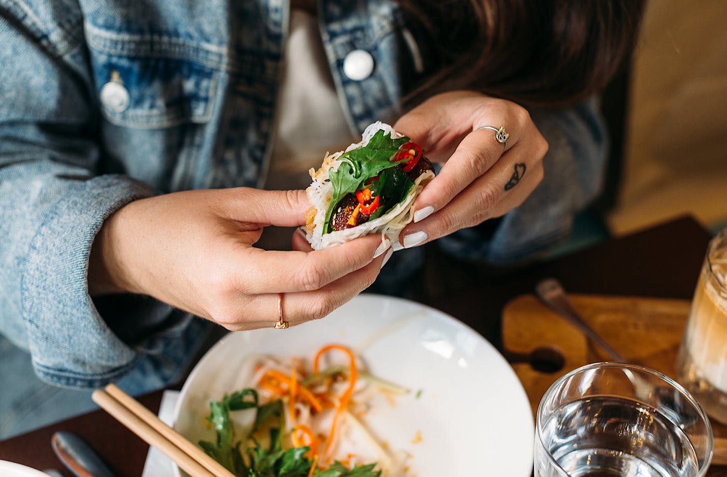 A DIY rice noodle wrap by Hanoi Haven. 
