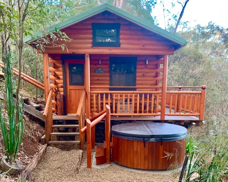 The wooden exterior of Haven Retreat tiny home in South East Queensland