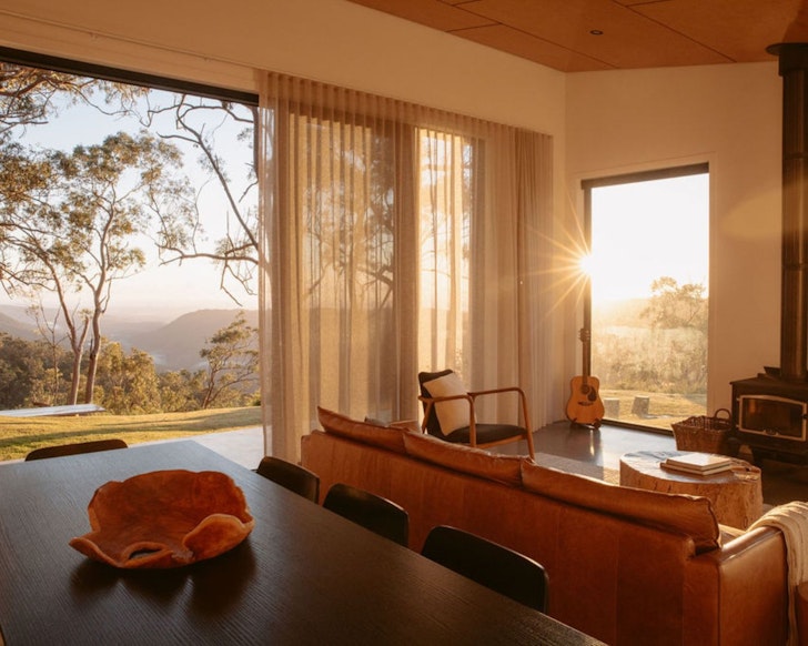 A view of the living space with a view at Heartwood Cabin best cabins cottages Gold Coast