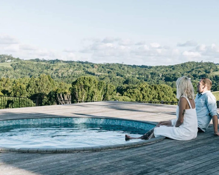 The outdoor pool at Heartwood Farm country escape near Byron Bay