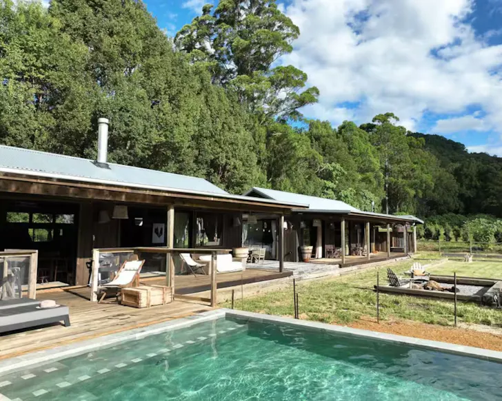 A view of the pool at Hillview Stables farm stay near Brisbane