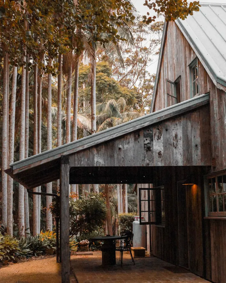 The wooden exterior of Hinterland Barn Loft best cabins cottages Gold Coast