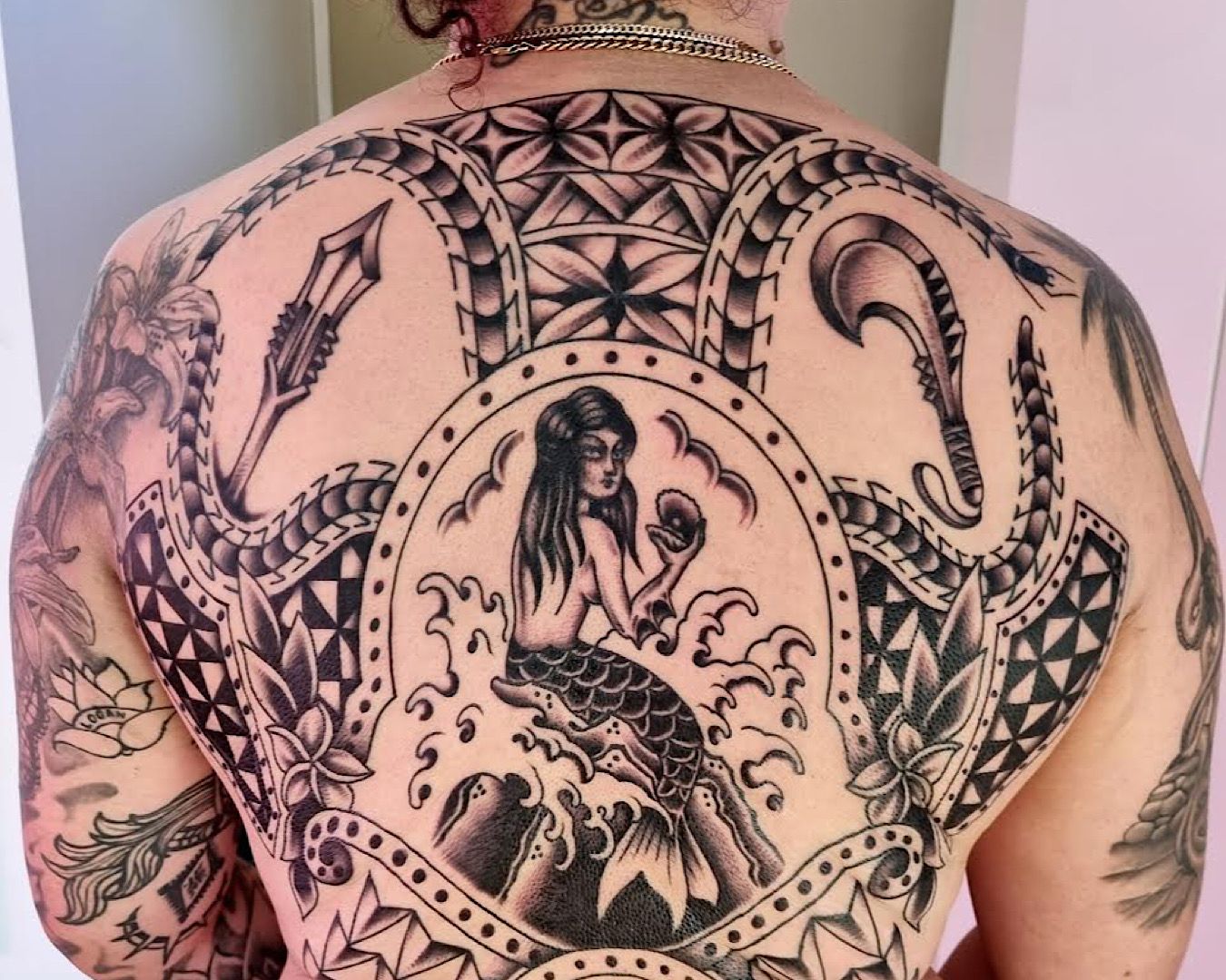 My stunning mermaid skeleton tattoo, done by Sam from Thomson's Peak Tattoo  : r/tattoo