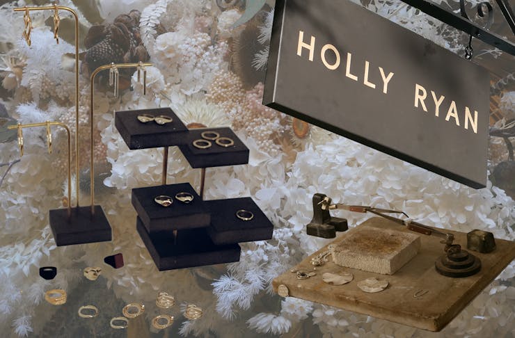 A collage of Holly Ryan jewellery. 