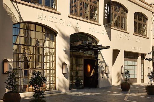 Exterior of Hotel Indigo in a gorgeous heritage building.