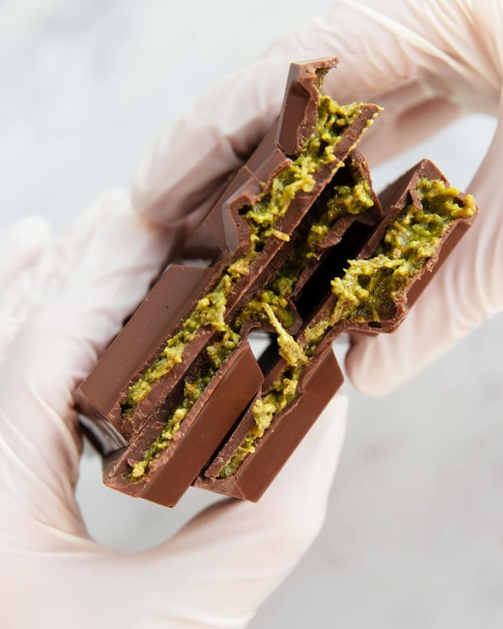 House of Chocolate's Pistachio Knafeh Milk Chocolate Bar.
