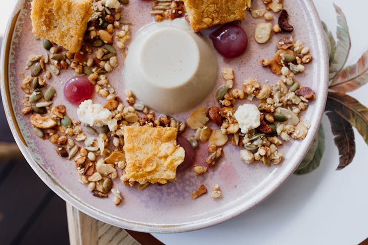 a beautiful plated pannacotta