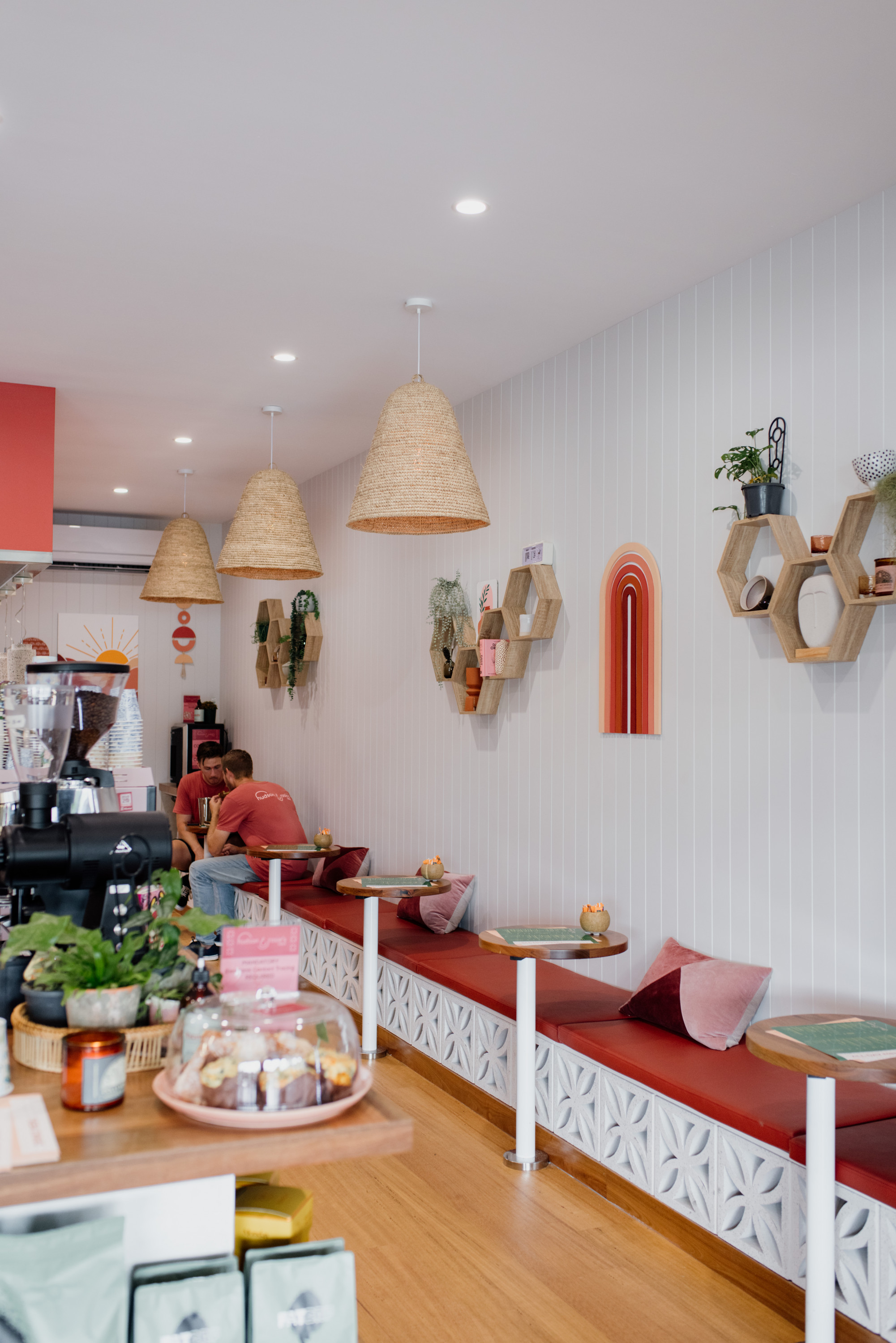 the quirky, colourful interior of a cafe