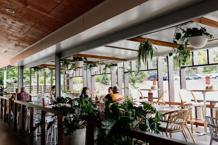 the luminous interior of a cafe