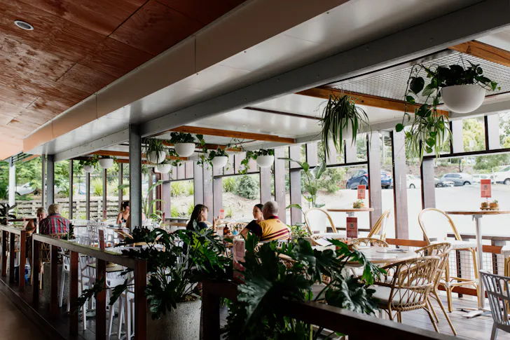 the luminous interior of a cafe