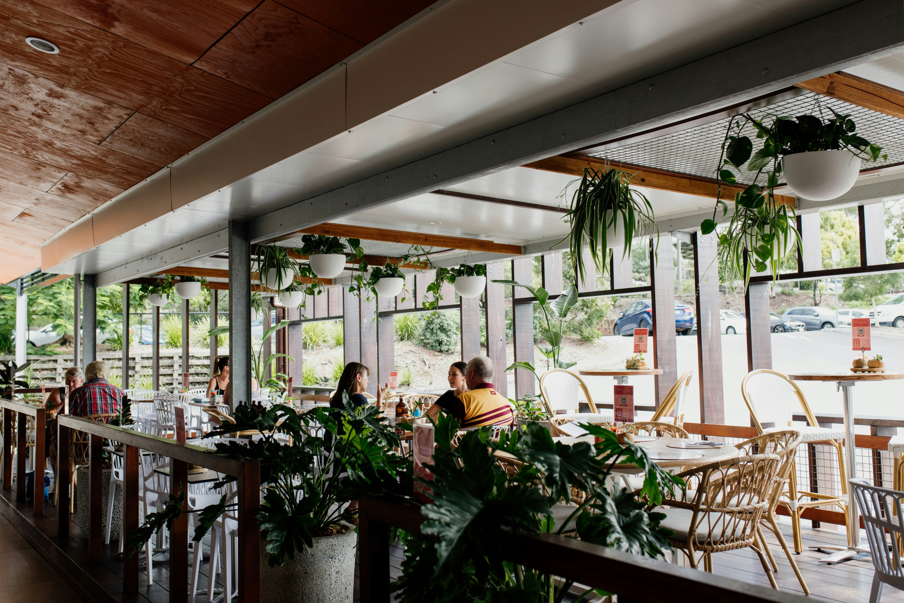 the luminous interior of a cafe