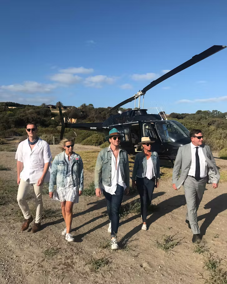 Hugh Sheridan with the band