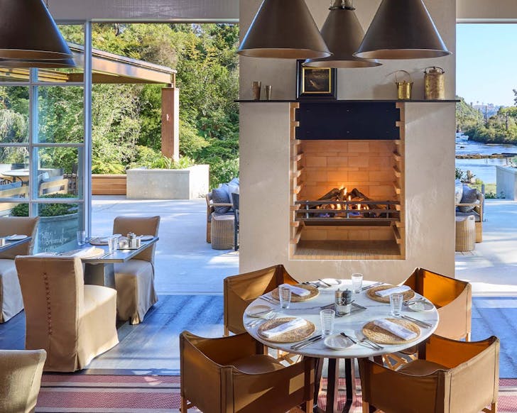 The luxe dining room of Huka Lodge's in-house restaurant. 