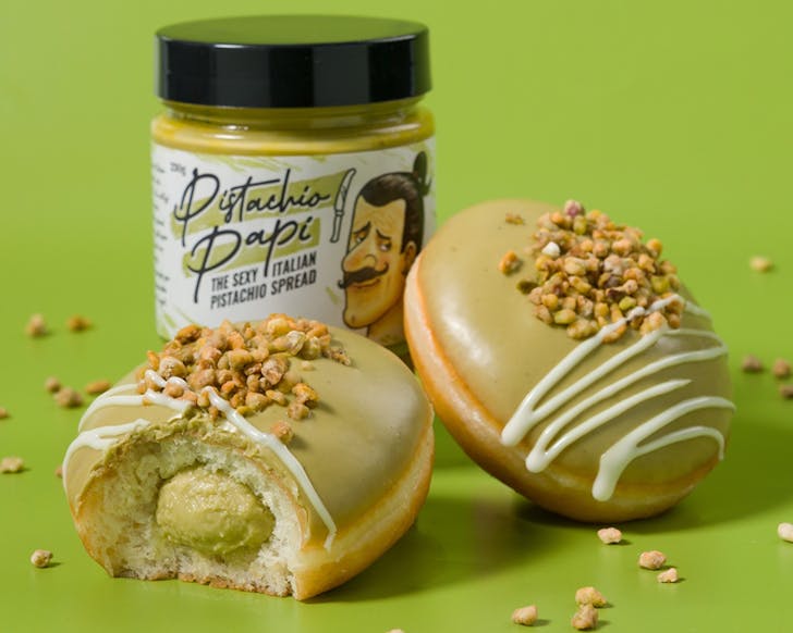 PIstachio papi is back with Krispy Kreme NZ for Pistachio Overload flavour now on the menu