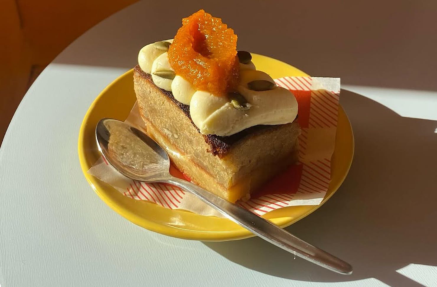 A slice of carrot cake butter bar from Small Mercies.