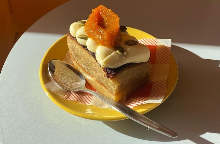 A slice of carrot cake butter bar from Small Mercies.