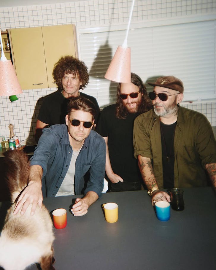 The Voom boys in a retro kitchen.