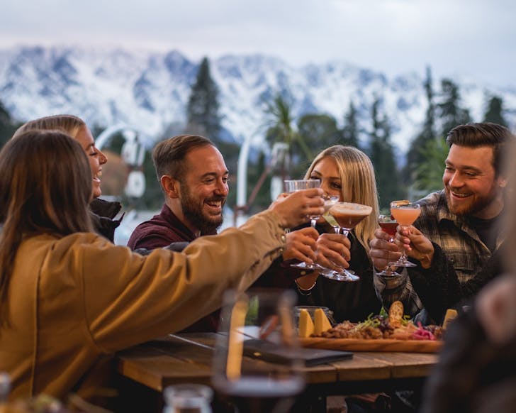 A group of friends at Margoâs in Queenstown