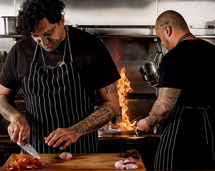 Chef Kia and Patrick on the kitchen pass at The Grill Horizon Skycity