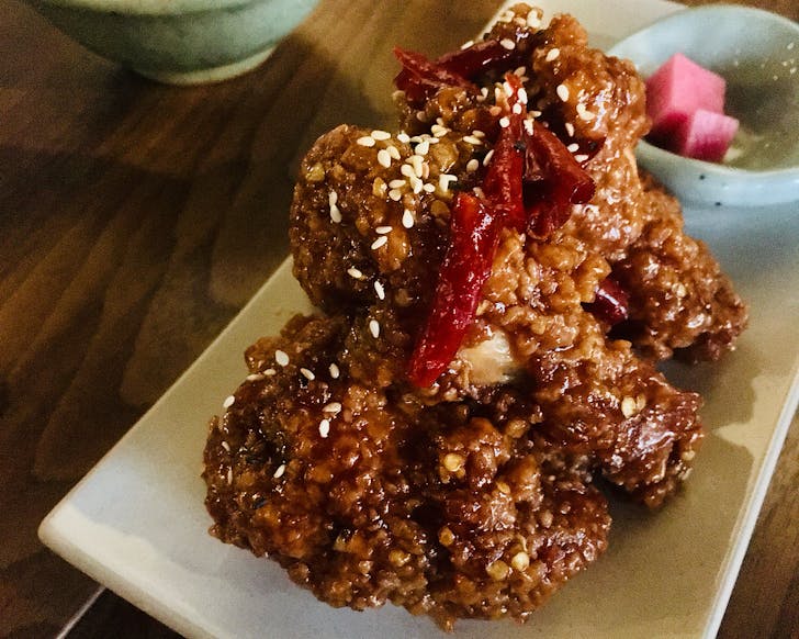 Ockheeâs Korean fried chicken on a plate 