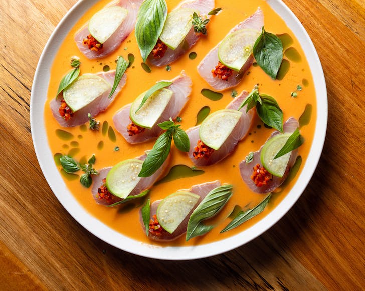 Stunning plate of crudo art from Chef Bob at Londo, Åtautahi. Taken by Jerome Warburton 
