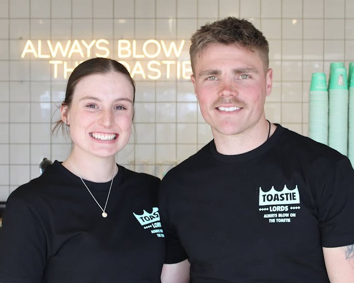 Nadia and Mason from Toastie Lords Åtautahi ahead of opening day this Thursday