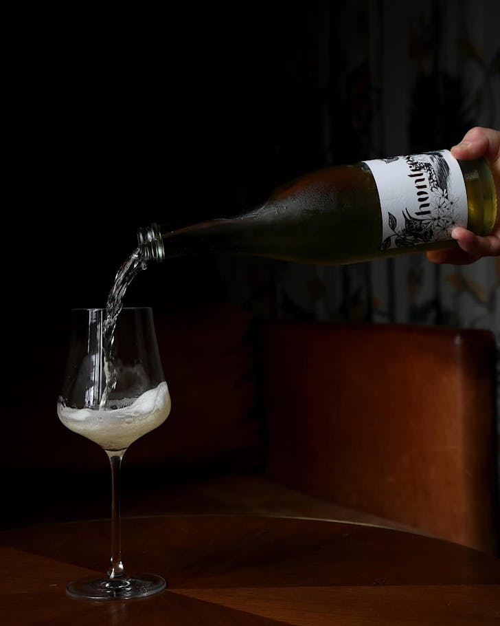 Huntress Wineâs Matiti Pet Nat Riesling is being poured