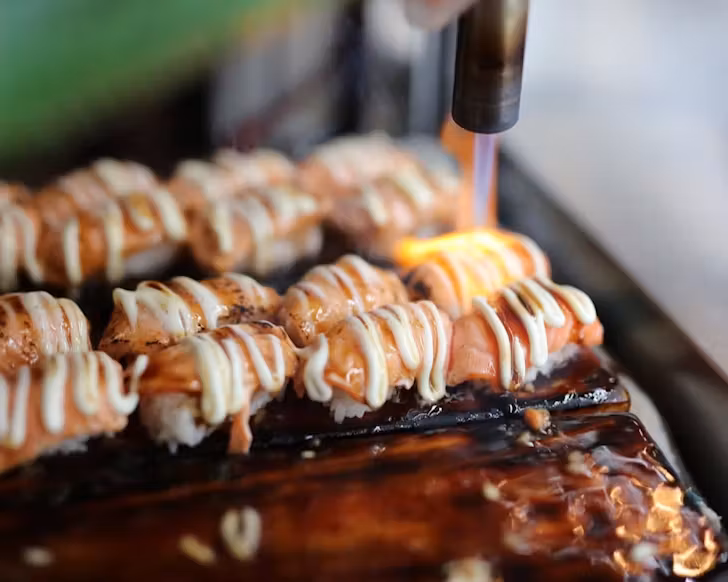 Sushi Bi torched aburi salmon nigiri