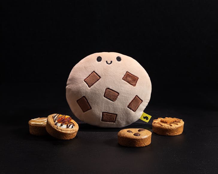 Moustache Cookie NZ limited edition plushies with cookie pack 