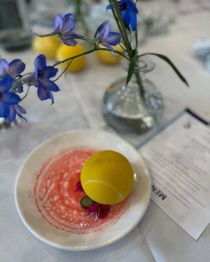 Tennis ball dessert from urban gourmet as part of ASB Classic Corporate menu