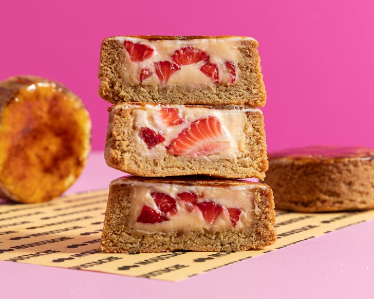 Moustache Milk & Cookieâs new creme brulee strawberry cookie cup, photography by Craving Limited 