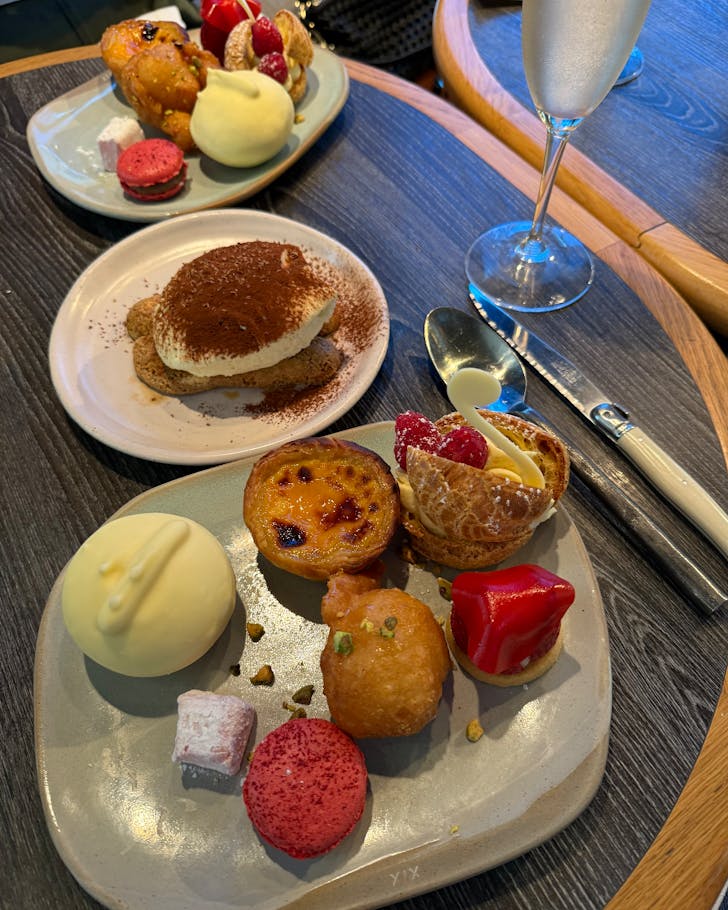 The dessert line up at Estherâs High Teas with the standout tiramisu